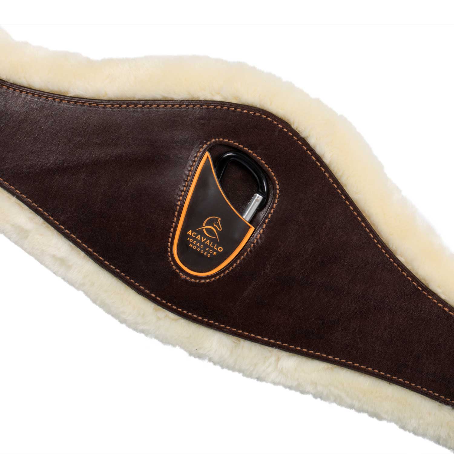 Acavallo Jumping Girth Leather & Removable Faux Sheepskin - Image 3