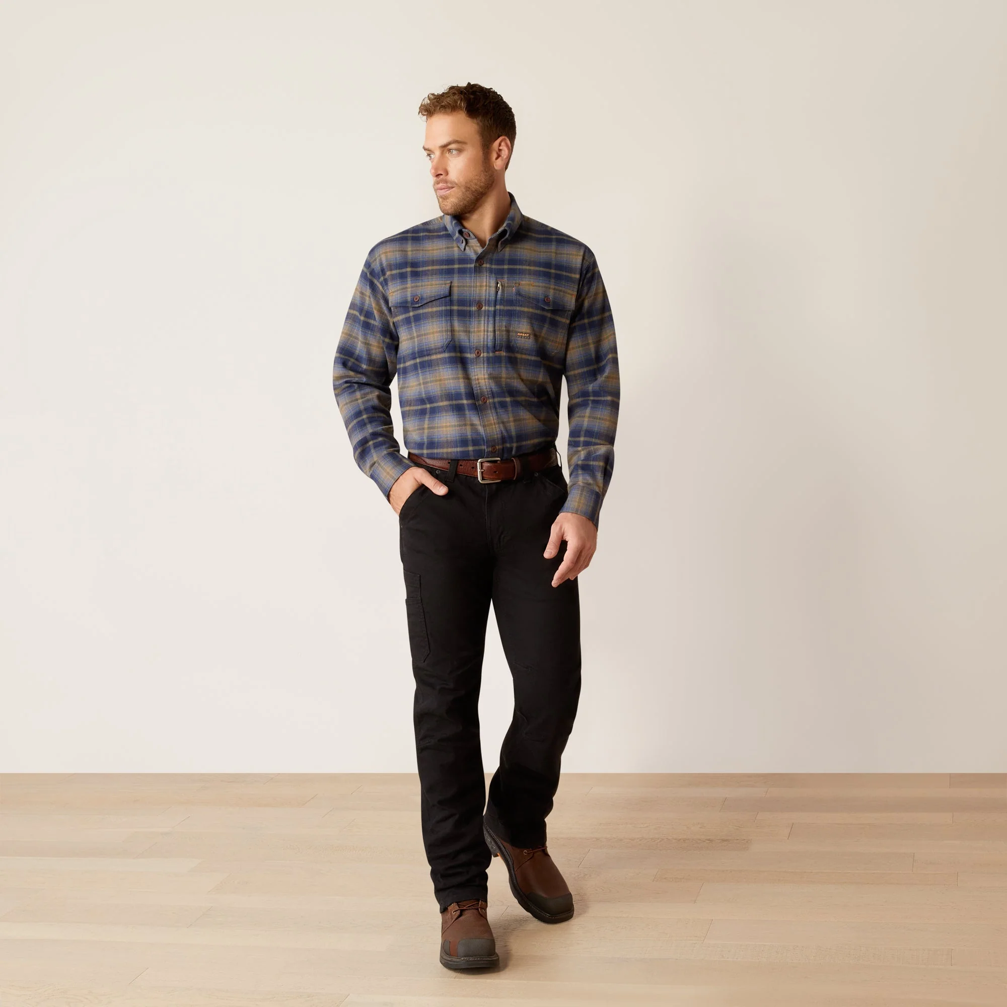 Ariat Men's Rebar Flannel DuraStretch Long Sleeve Work Shirt - Image 3
