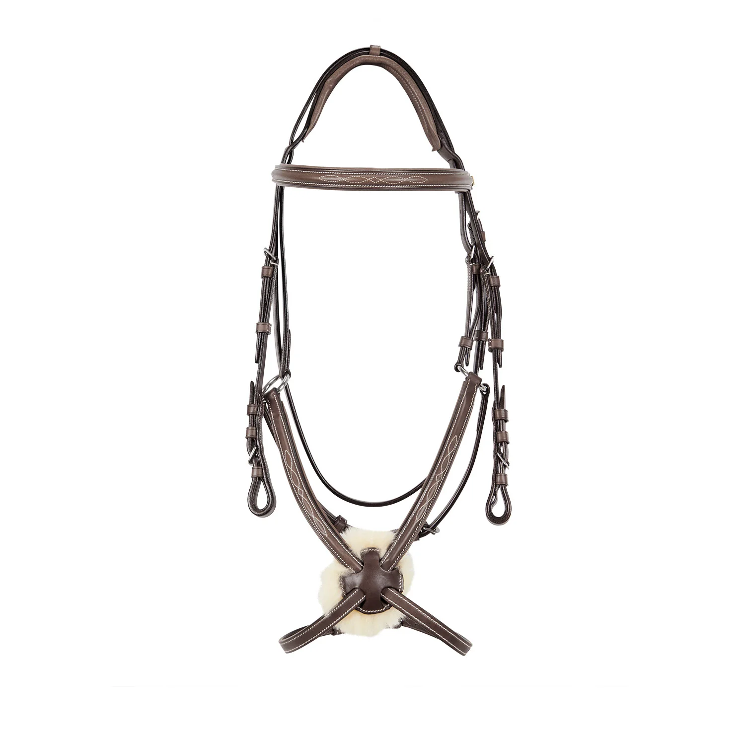 Equestro Bridle With Mexican Noseband And Synthetic Sheepskin - Image 23