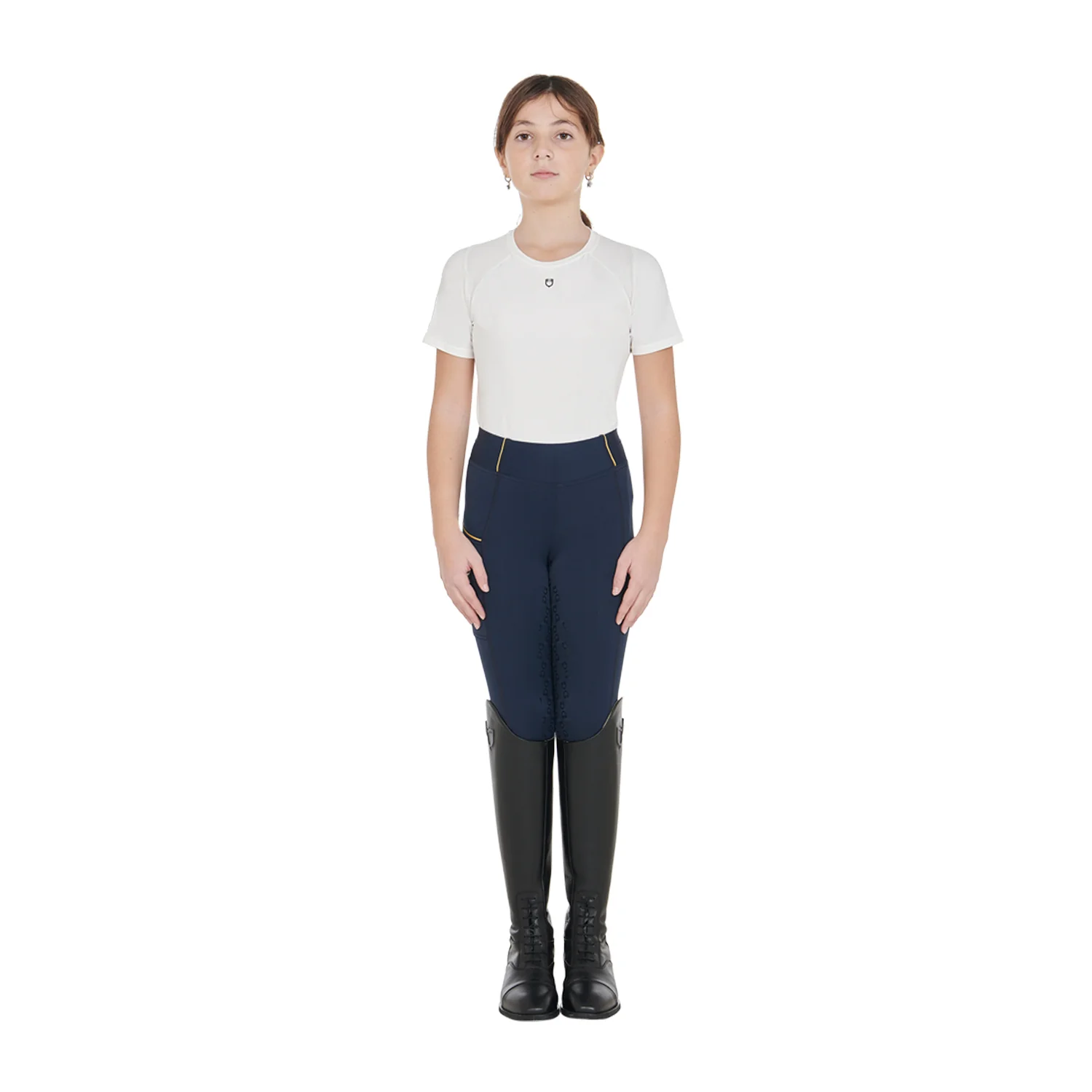 Equestro Girls' Slim Fit Grip Leggings With Logo - Image 114