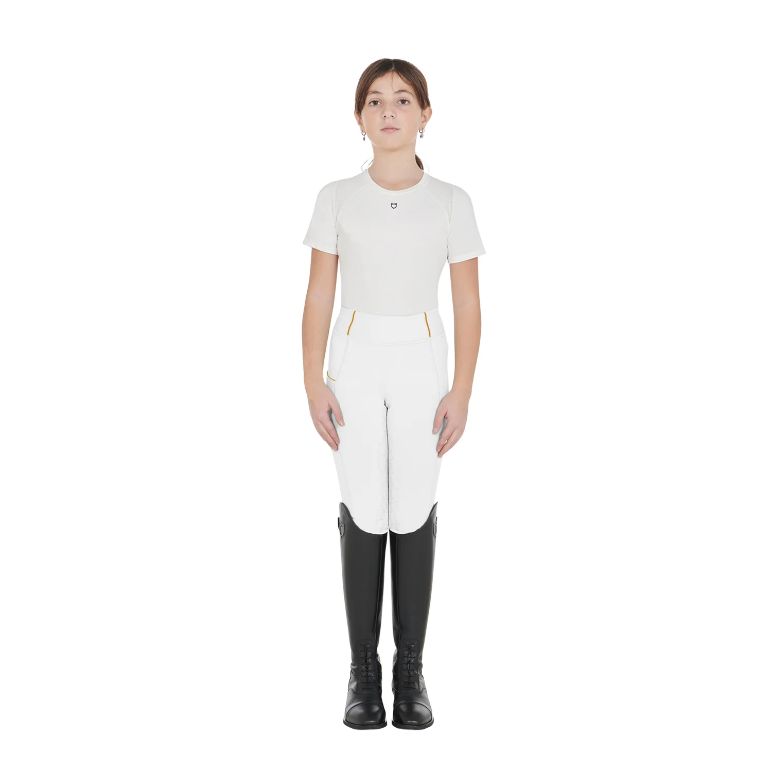 Equestro Girls' Slim Fit Grip Leggings With Logo - Image 127