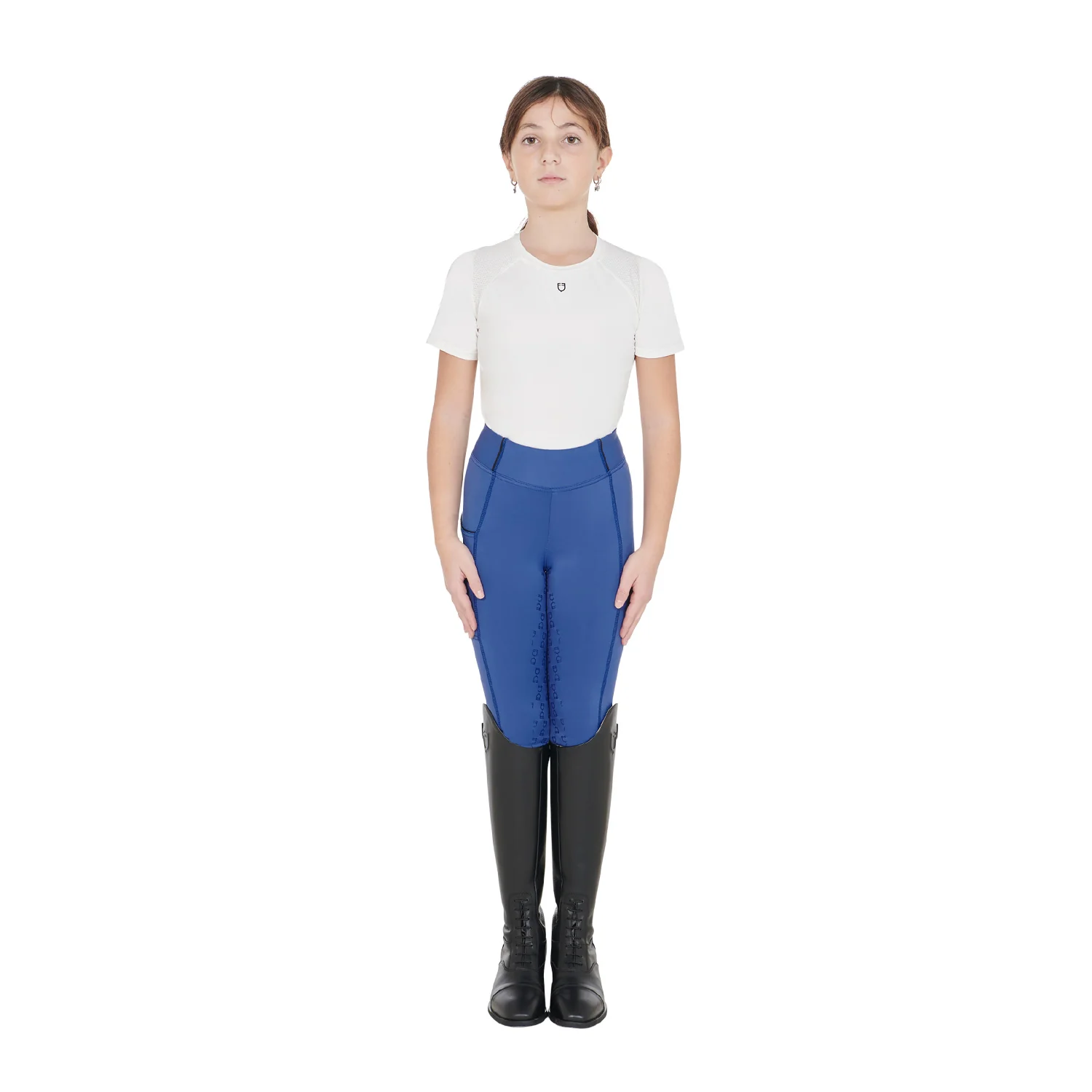 Equestro Girls' Slim Fit Grip Leggings With Logo - Image 74