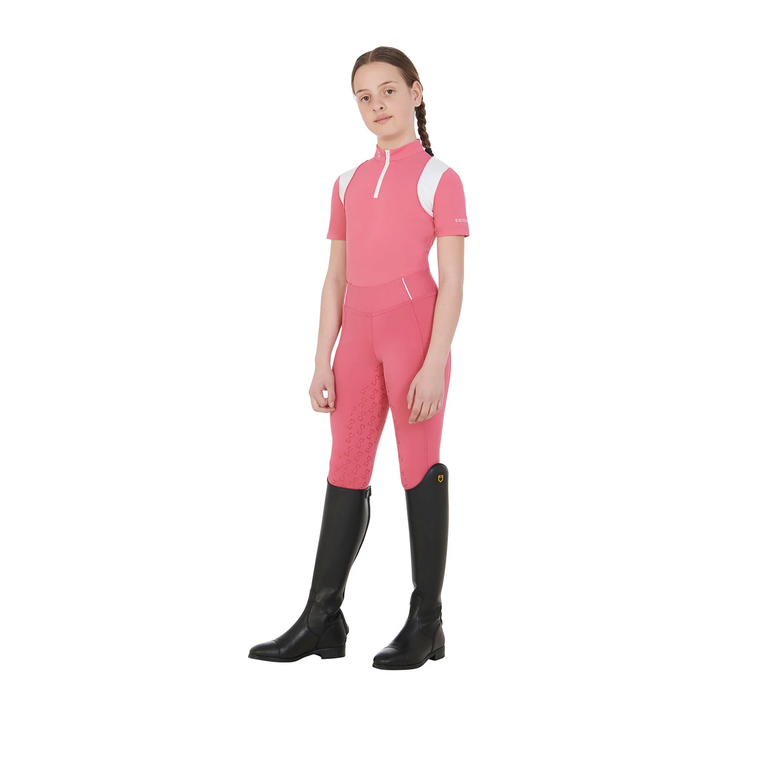 Equestro Girls' Slim Fit Grip Leggings With Logo - Image 87
