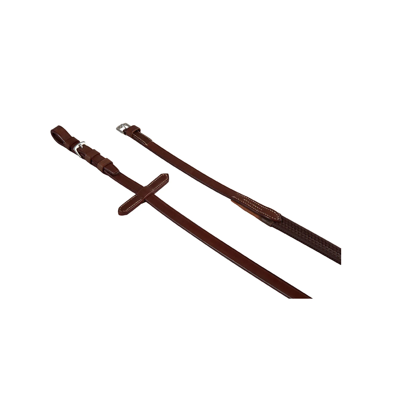 Equestro Leather And Rubber Reins With Stainless Steel Buckles - Image 5