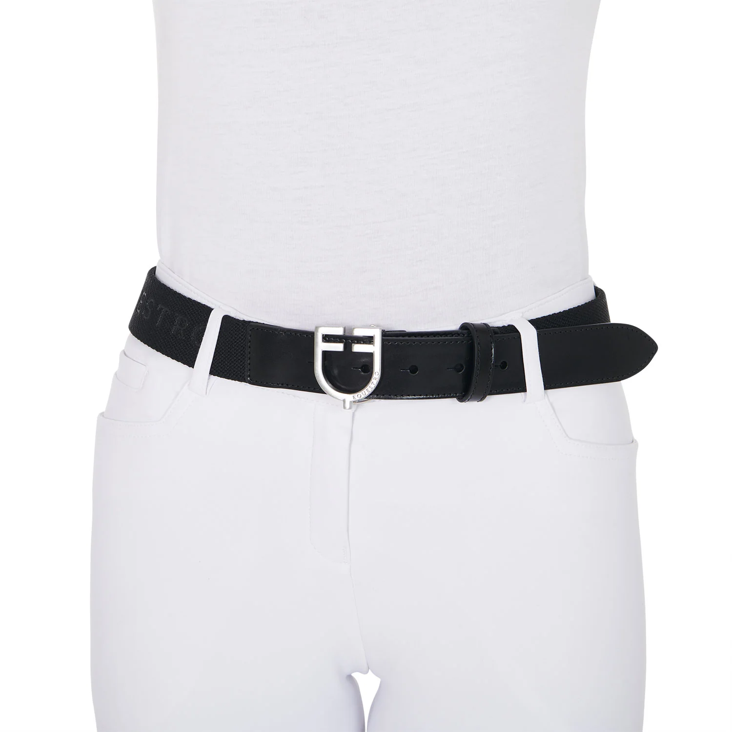 Equestro Leather Belt With Elastic And Lettering - Image 4