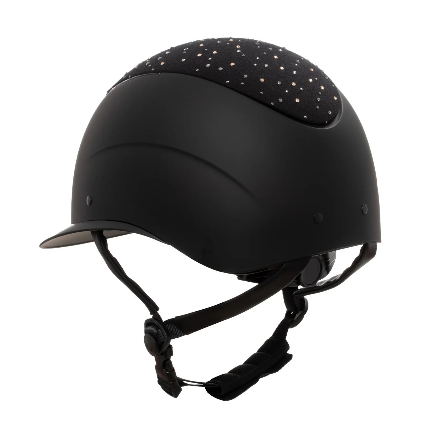 Equestro Matt Helmet With Wide Visor And Rhinestone Logo Homologation En 1384-2023 - Image 2