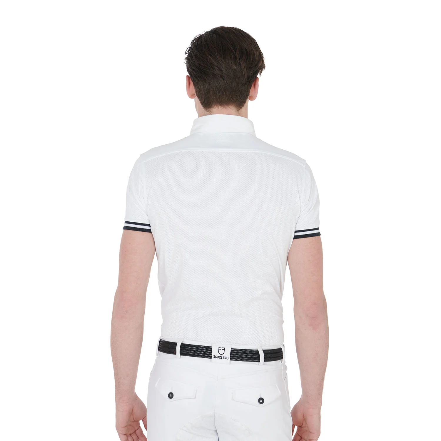 Equestro Men's Slim Fit Competition Polo Shirt With Black Inserts - Image 2