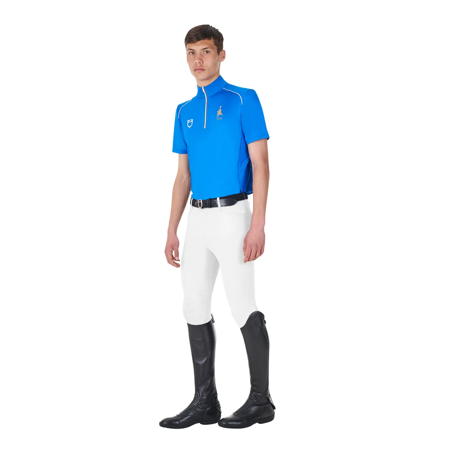 Equestro Men's Training Polo Shirt With Italian Flag Zip Equestro X Fise - Image 14