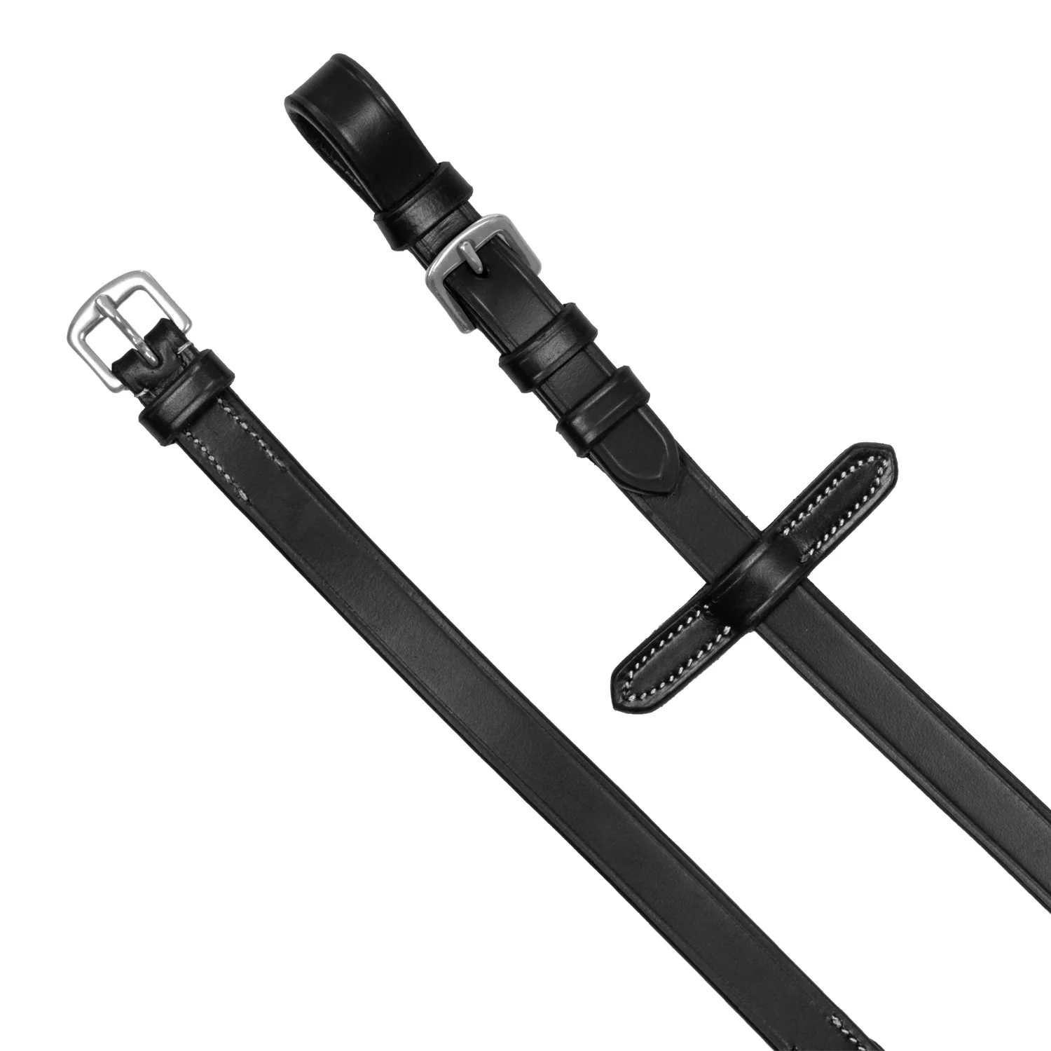 Equestro Solid Lettering Grip Rubber Reins Silver Fitting - Image 2