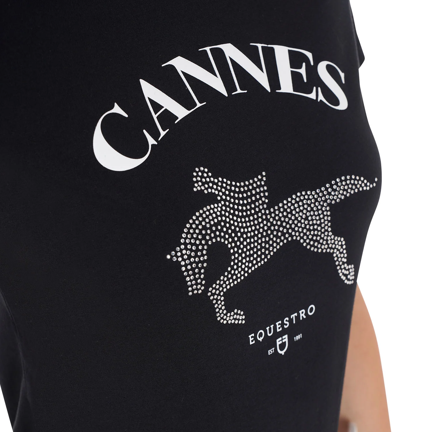 Equestro Women's Cannes Cotton T-Shirt With Rhinestones - Image 3