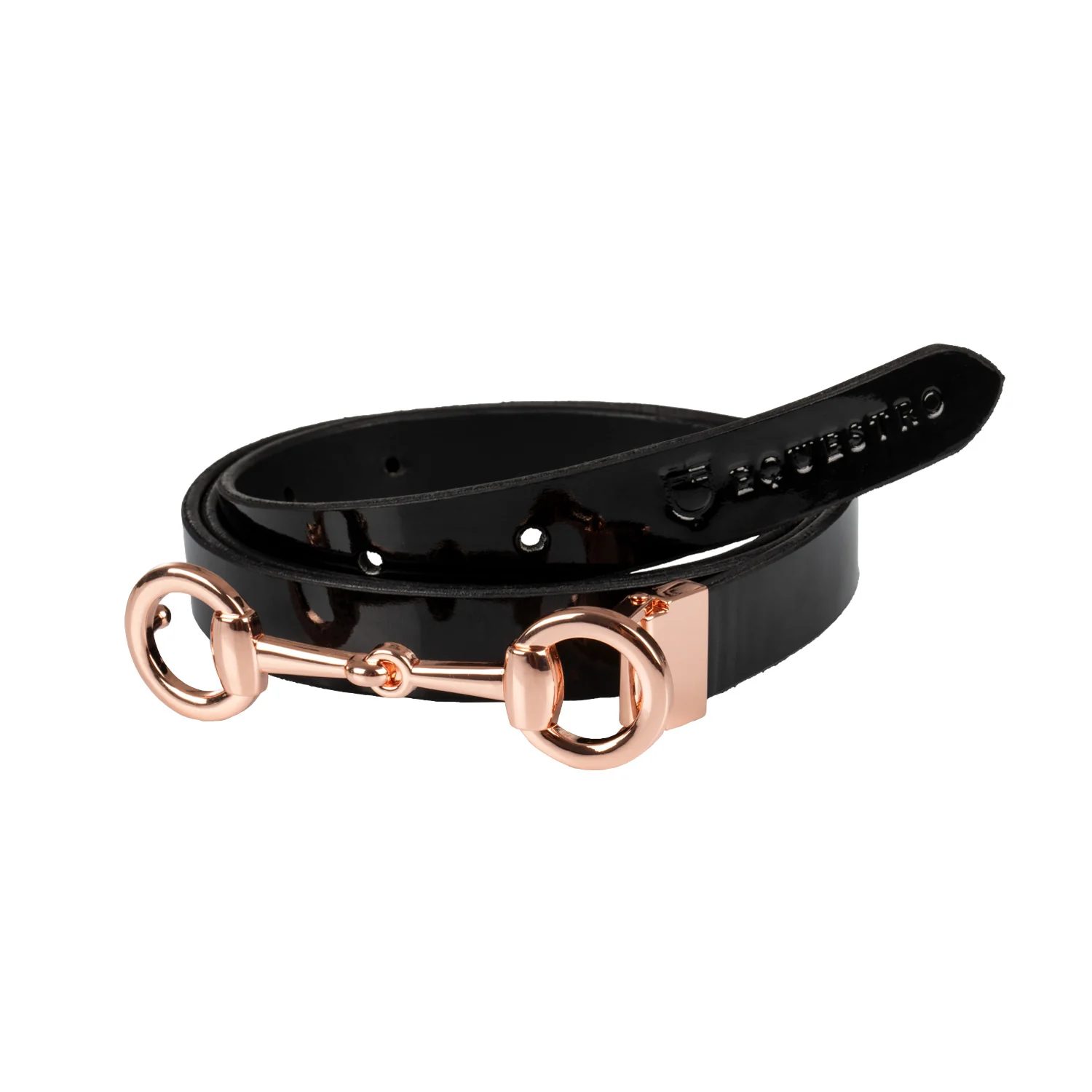 Equestro Women's Glossy Belt With Snaffle Bit Buckle