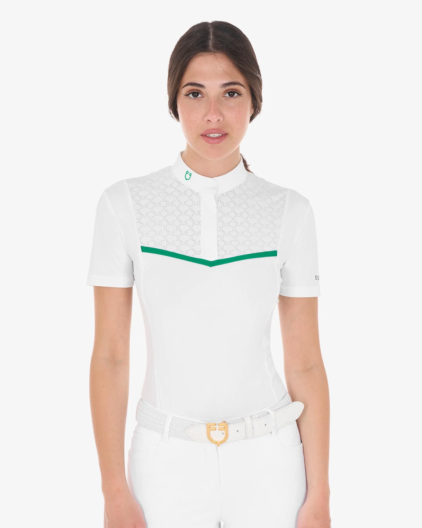 Equestro Women's Slim Fit Competition Polo Shirt With Chest Perforated Inserts - Image 6