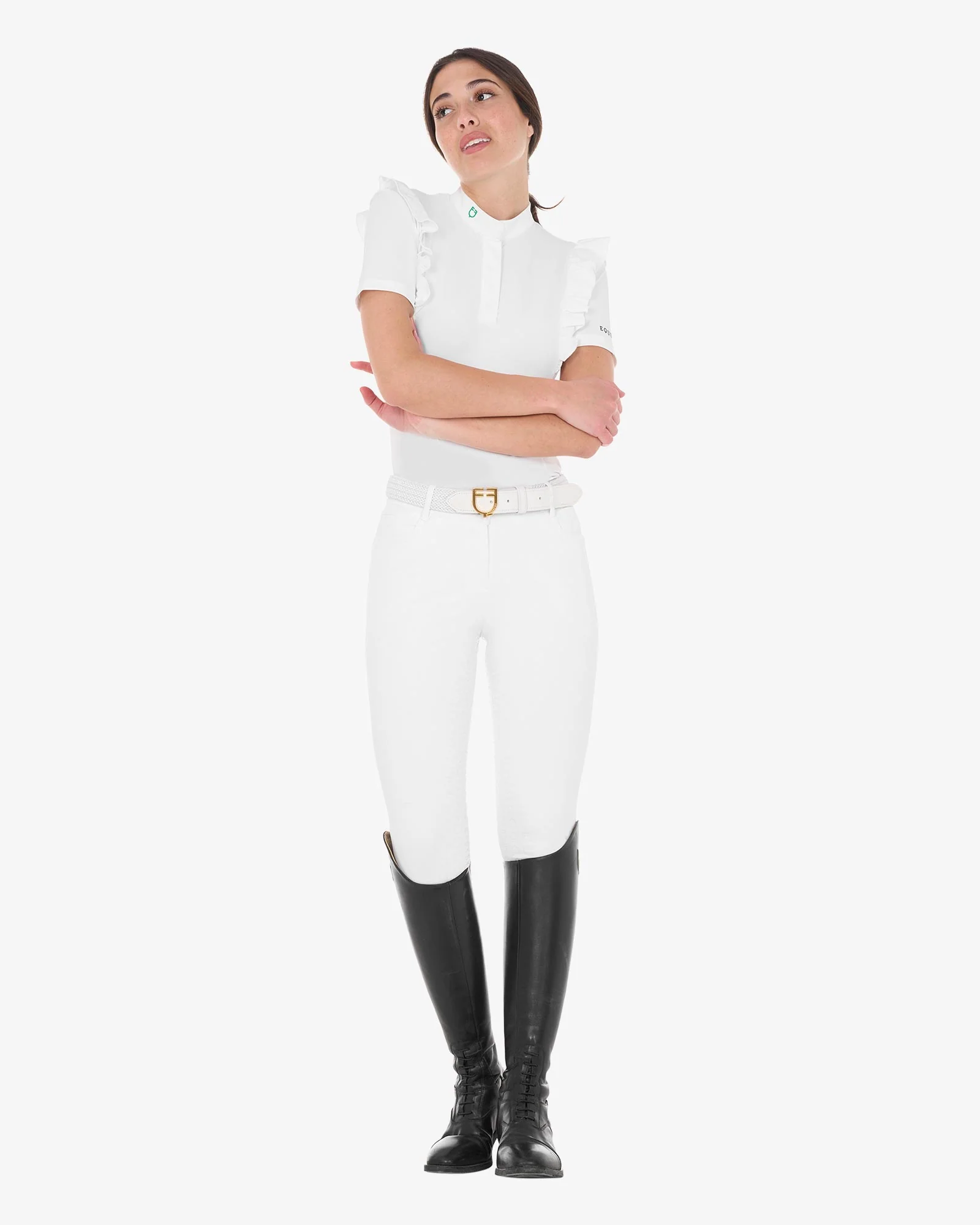 Equestro Women's Slim Fit Competition Polo Shirt With Ruffles - Image 6