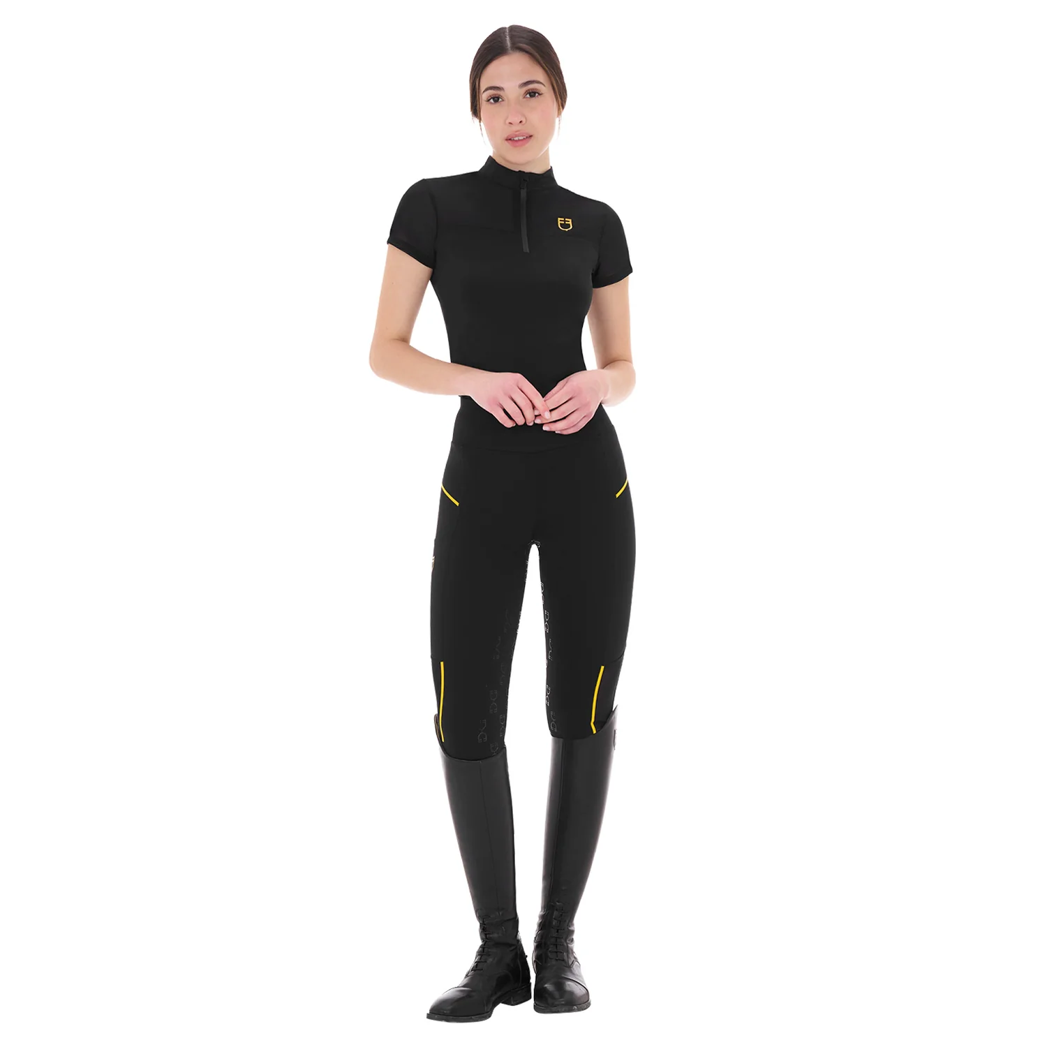 Equestro Women's Slim Fit Leggings with Micro Mesh Inserts - Image 8