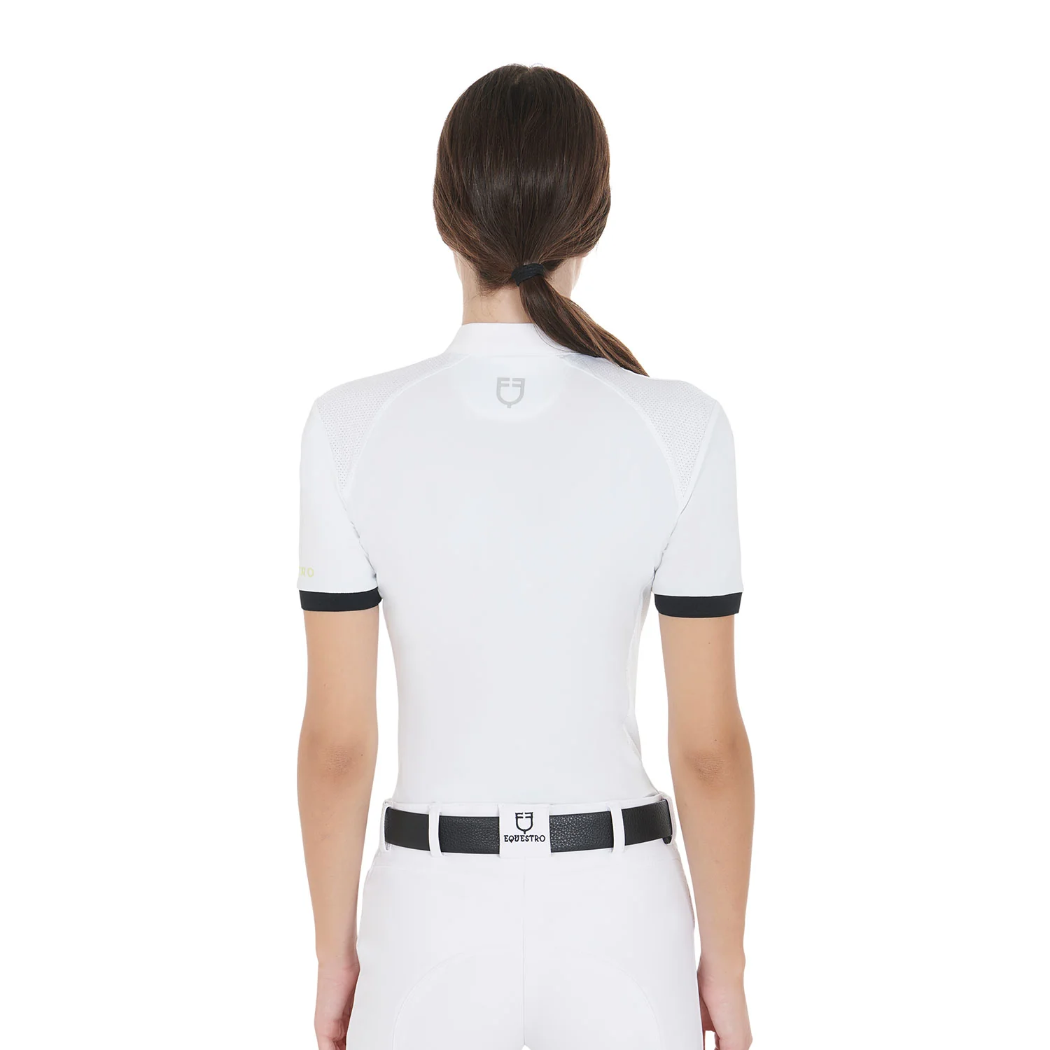 Equestro Women's Slim Fit Polo Shirt With Contrasting Shoulder Inserts - Image 9