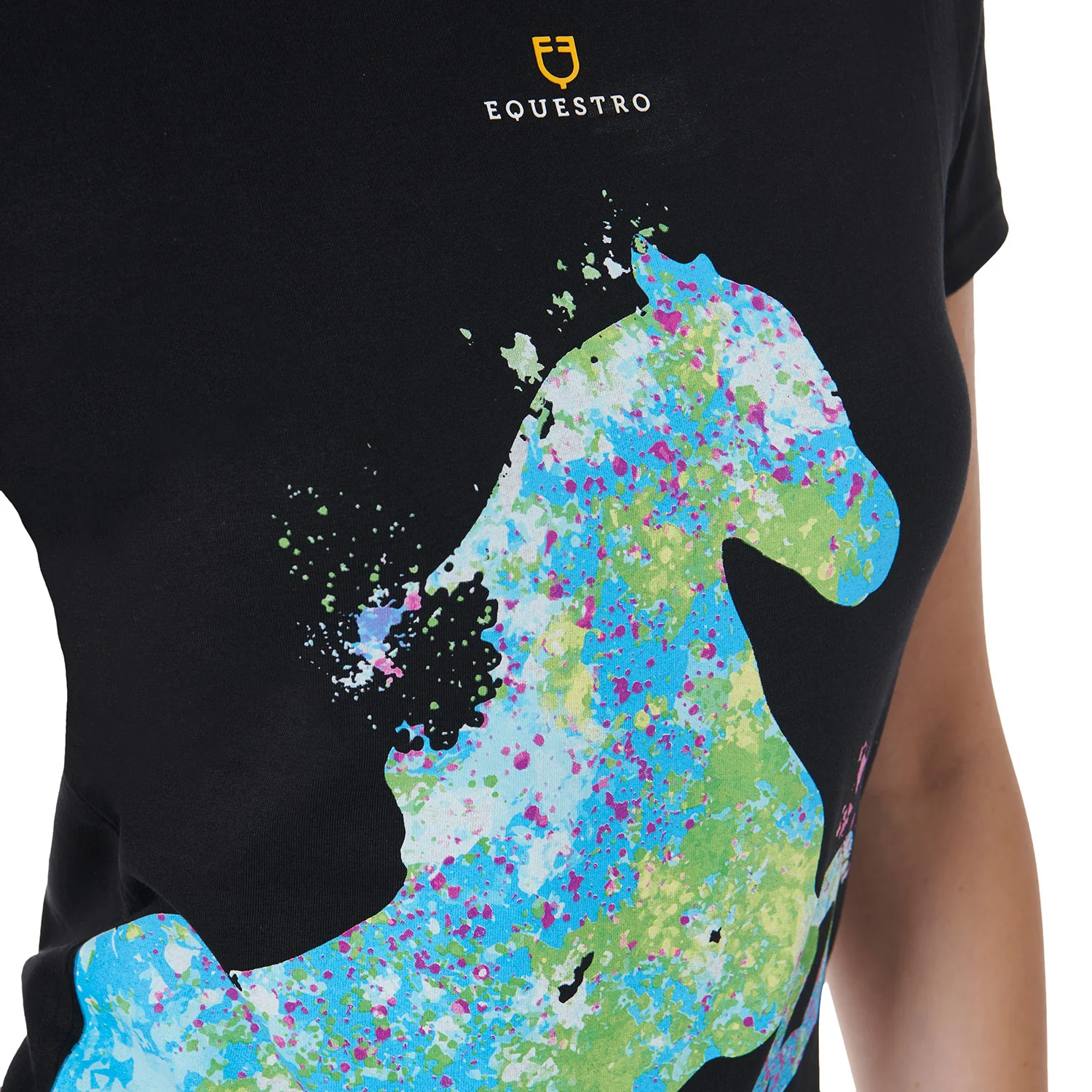 Equestro Women's Slim Fit T-Shirt With Abstract Horse Print - Image 3