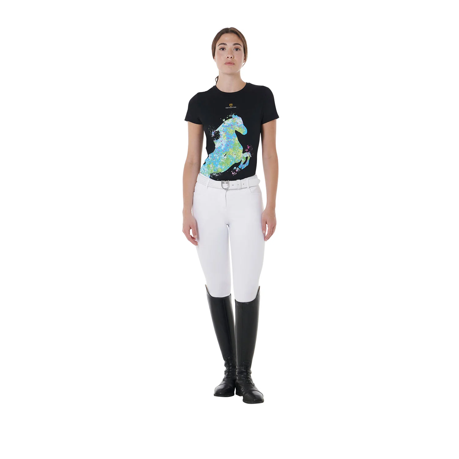 Equestro Women's Slim Fit T-Shirt With Abstract Horse Print - Image 5