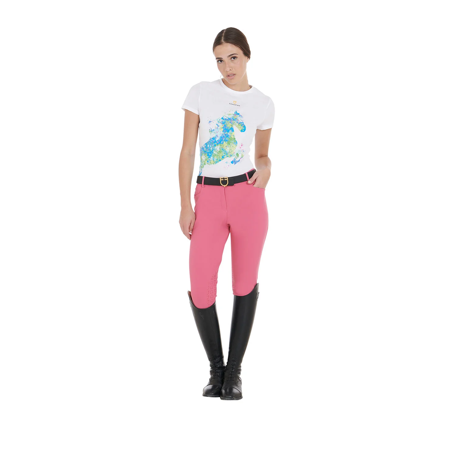 Equestro Women's Slim Fit T-Shirt With Abstract Horse Print - Image 9