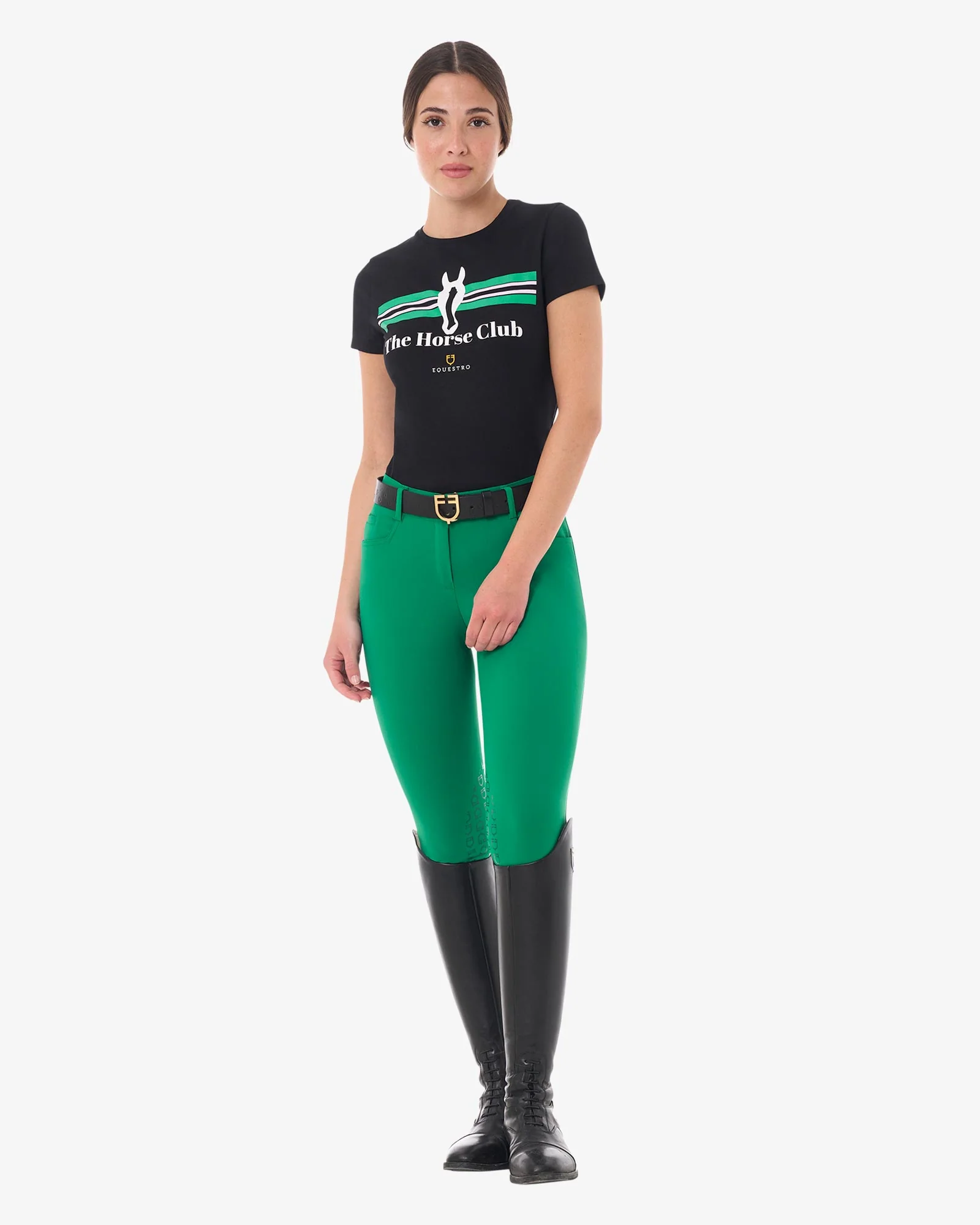 Equestro Women's Stripe Horse Club Cotton T-Shirt - Image 8