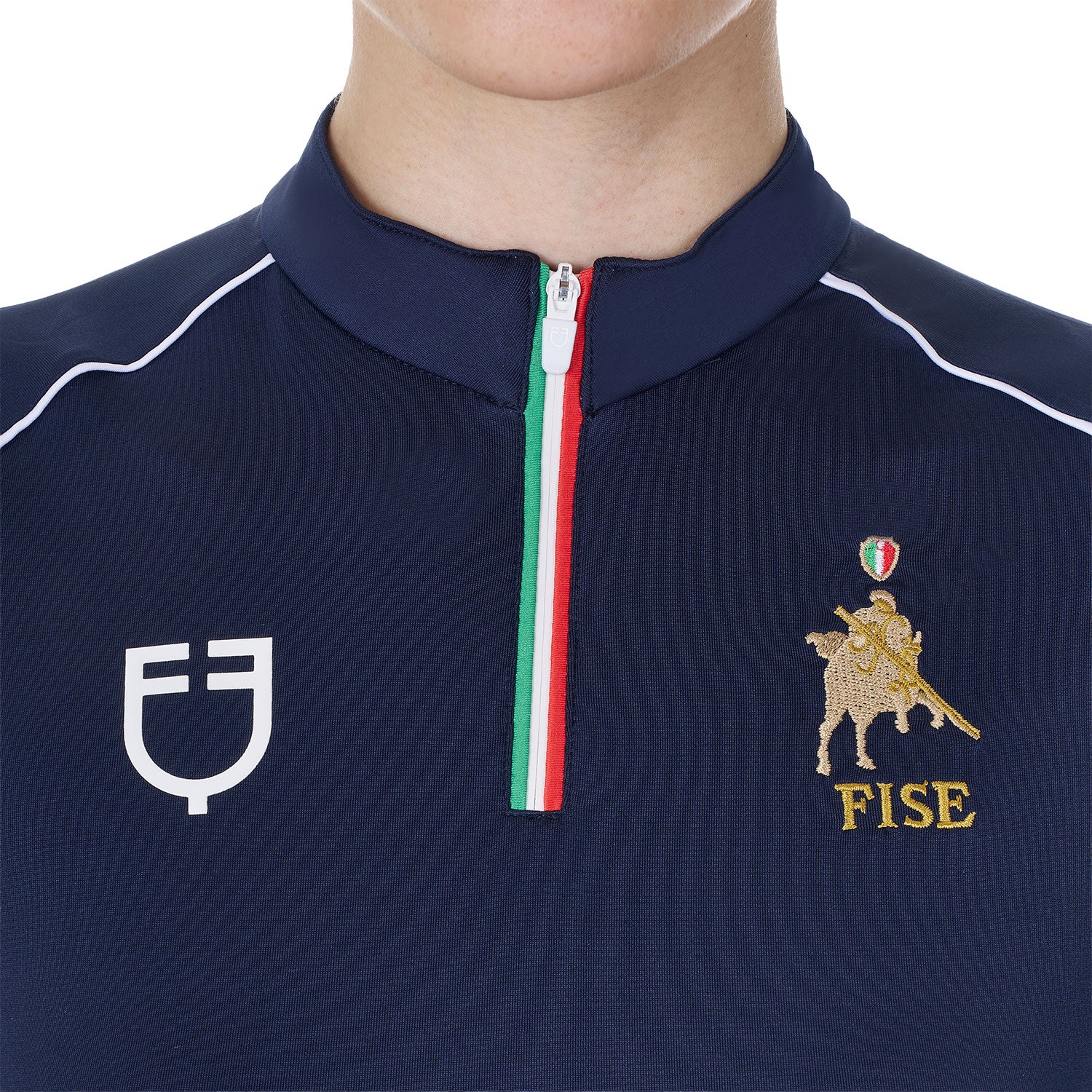 Equestro Women's Training Polo Shirt With Italian Flag Zip Equestro X Fise - Image 5