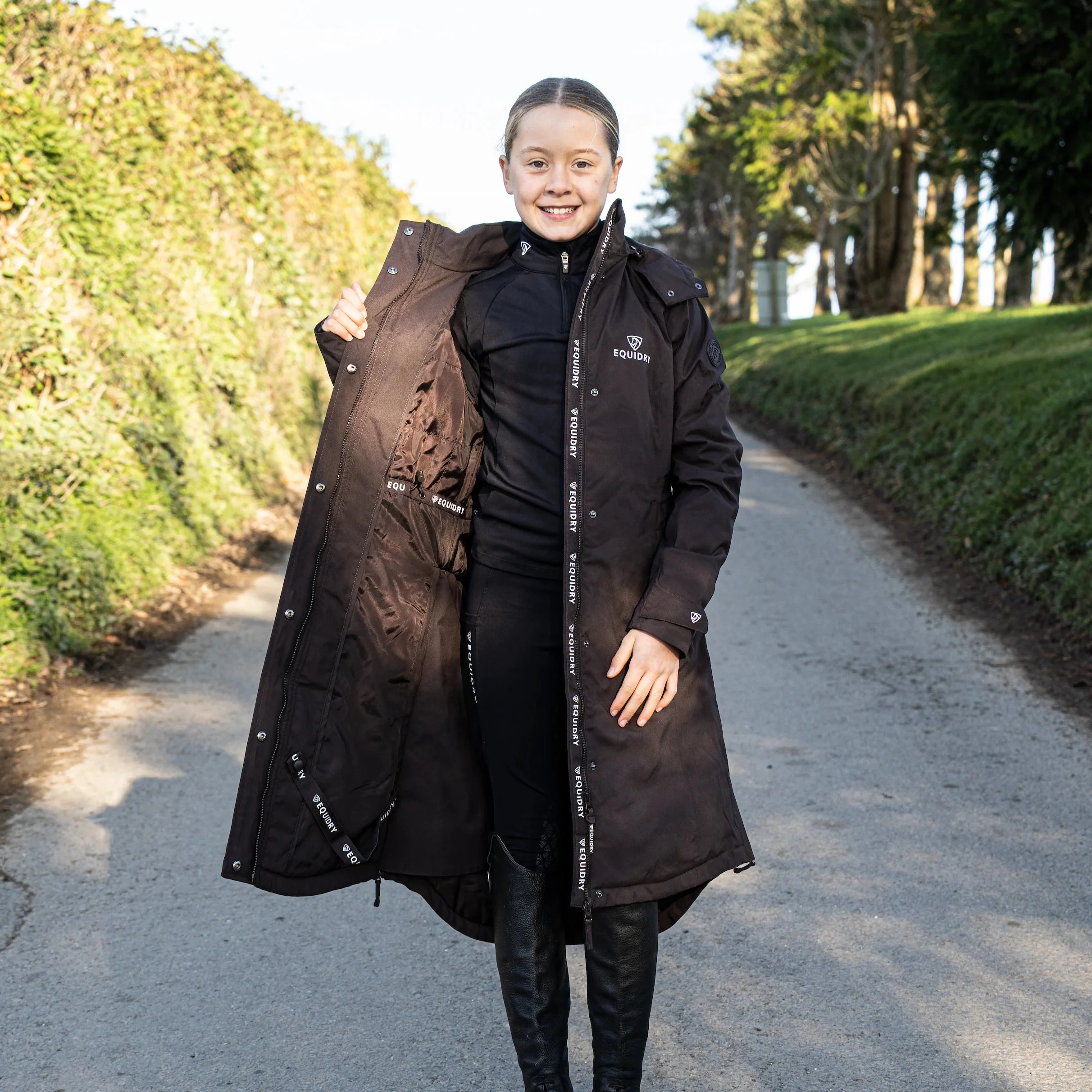 EQUIDRY Girl's Bronte Riding Coat with Removable Hood - Image 15