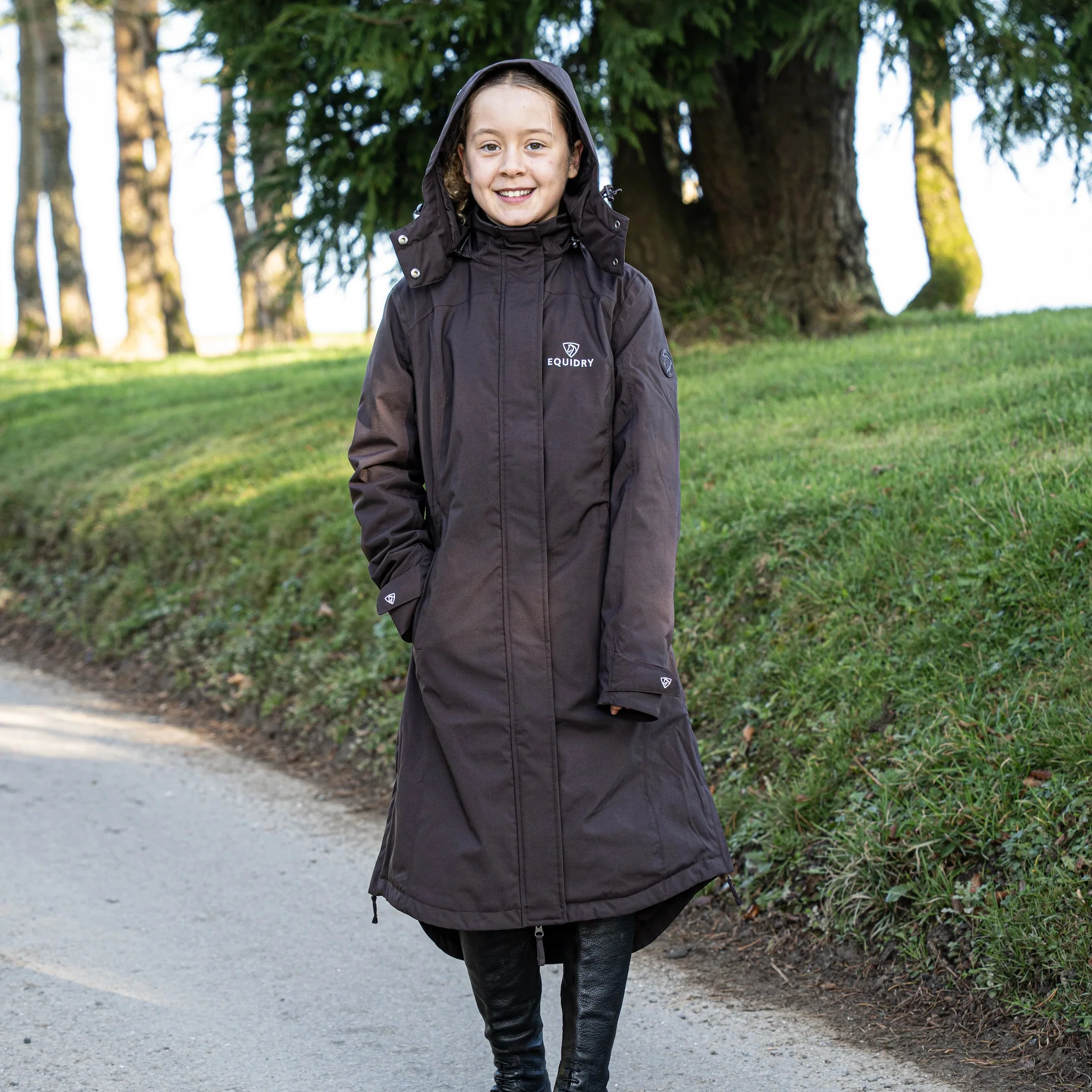 EQUIDRY Girl's Bronte Riding Coat with Removable Hood - Image 17