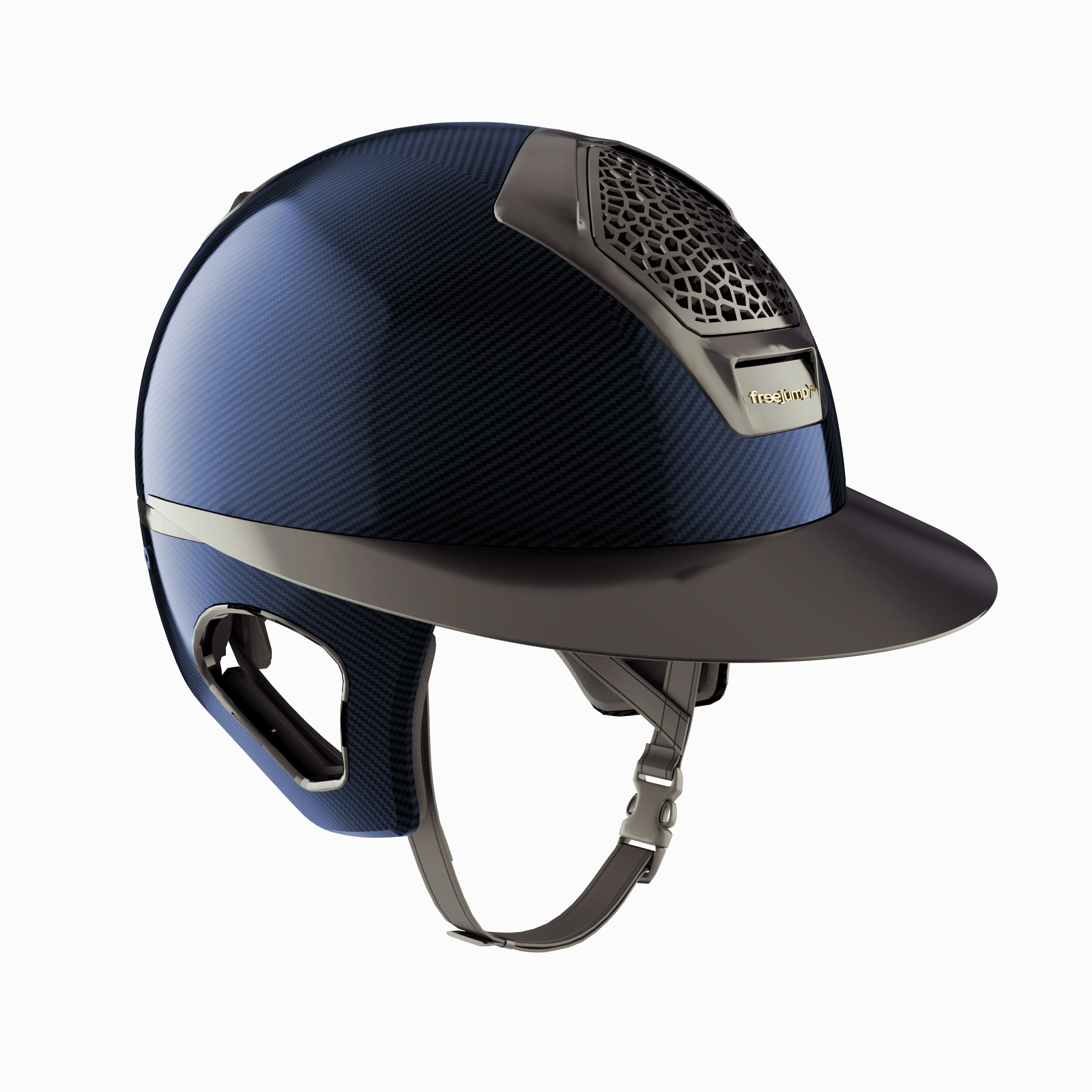 Freejump Voronoi Carbon Blue Full Protection Wide Visor Riding Hat
