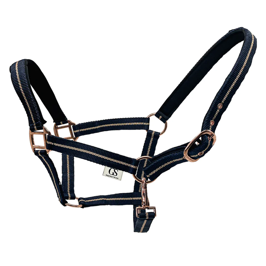 GS Equestrian Lurex Rose Gold Detail Headcollar