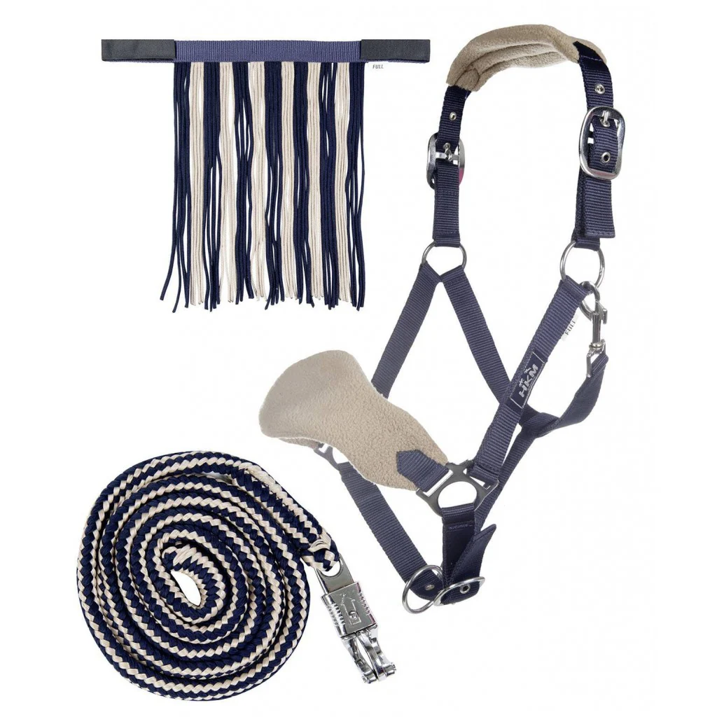 HKM Head Collar & Lead Rope with Panic Hook & Fly Fringe - Image 5
