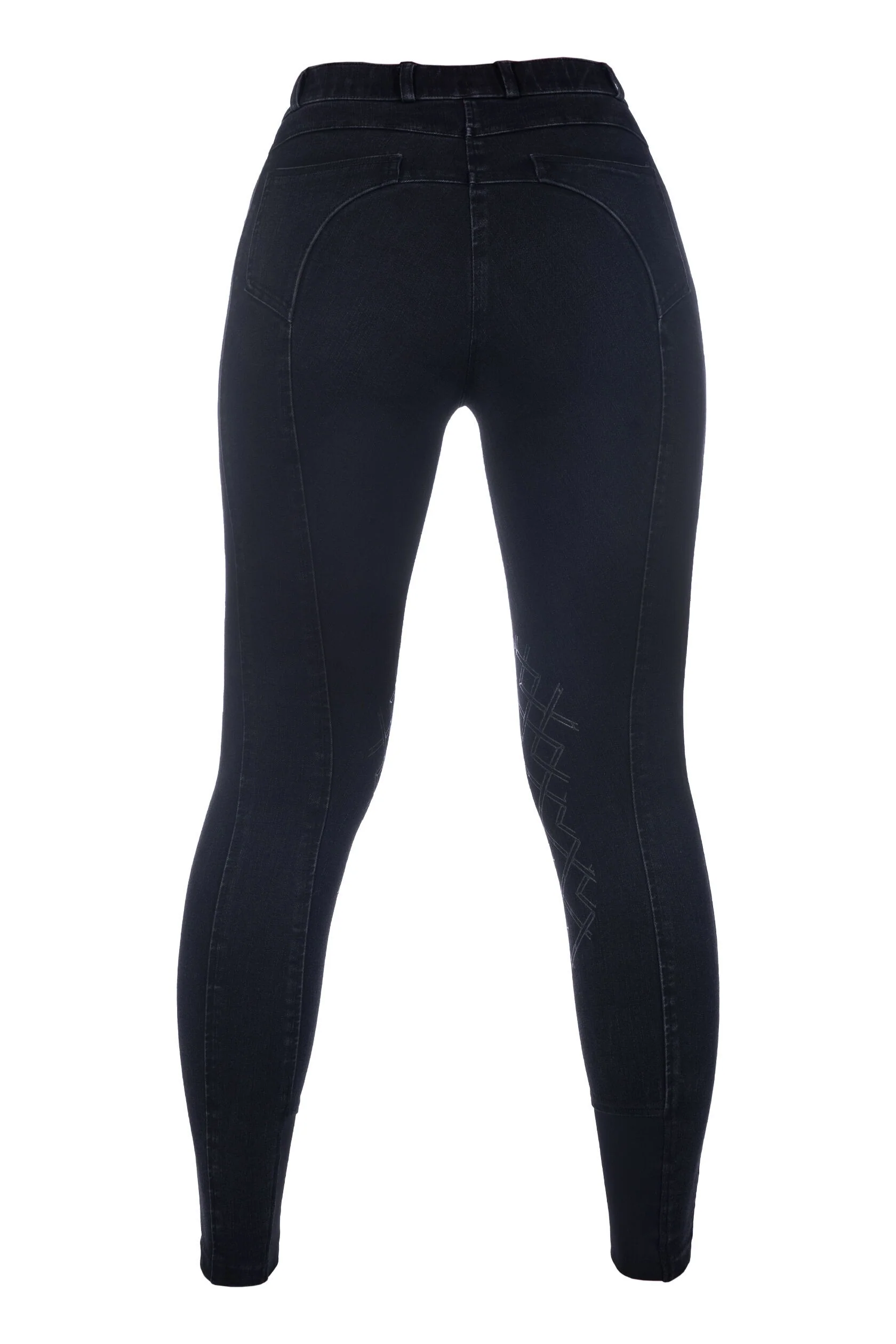 HKM Ladies Knee Patch Riding Breeches -Harbour Island Denim- - Image 3