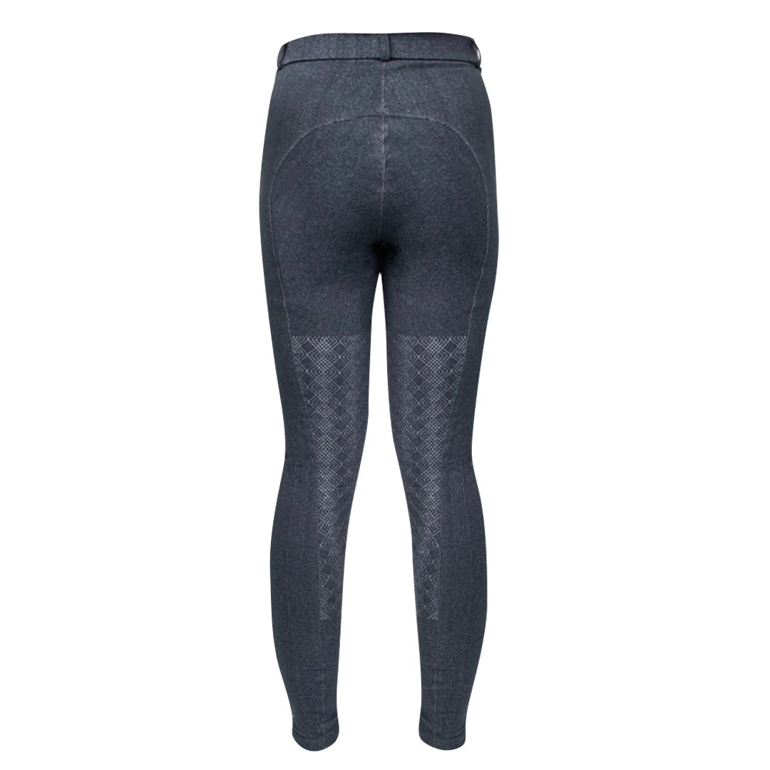 Hy Equestrian Ladies Jesmond Jewel Denim Look Ladies Riding Tights - Image 3
