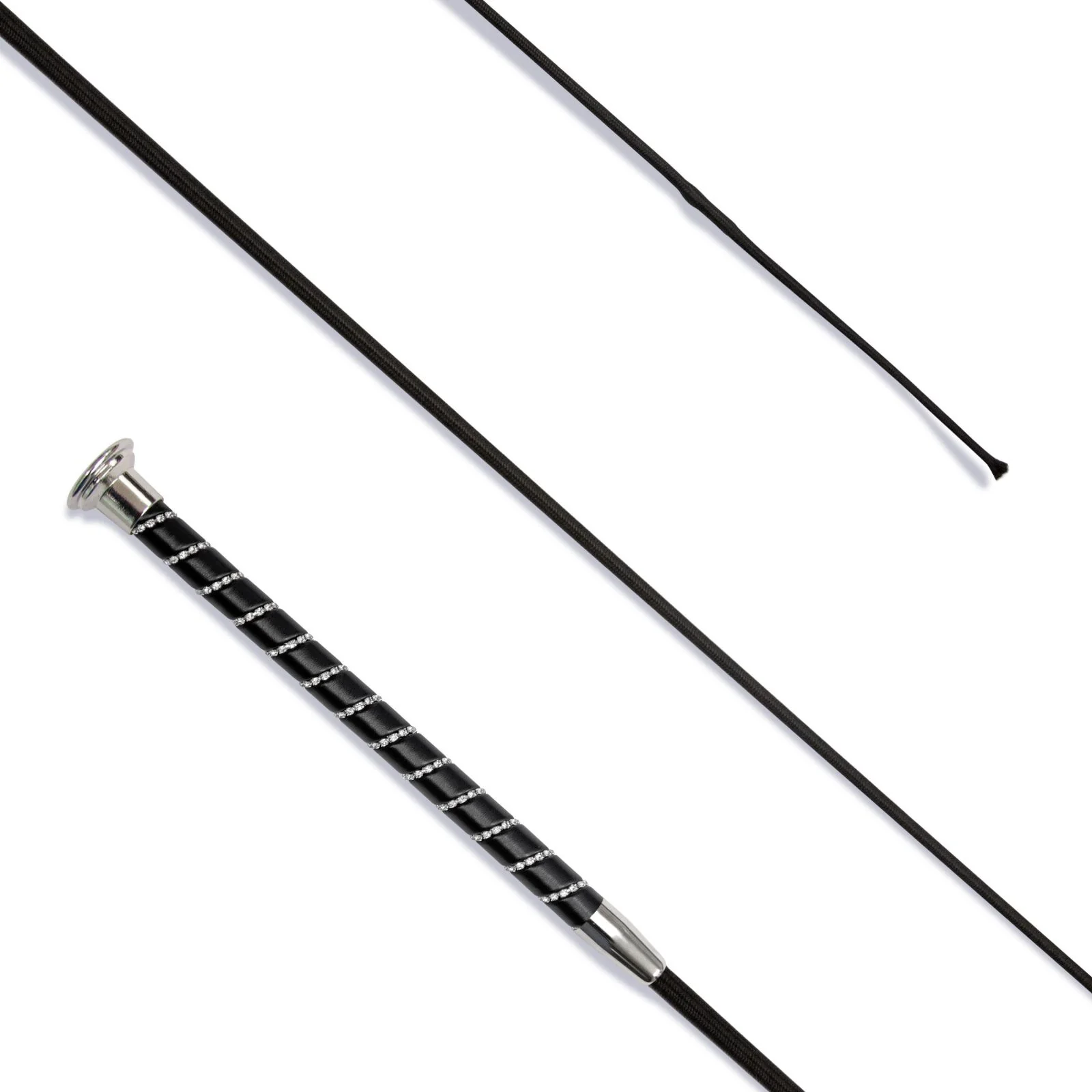 KM Elite Dressage Whip Black Grip with Crystal Spiral - Image 2
