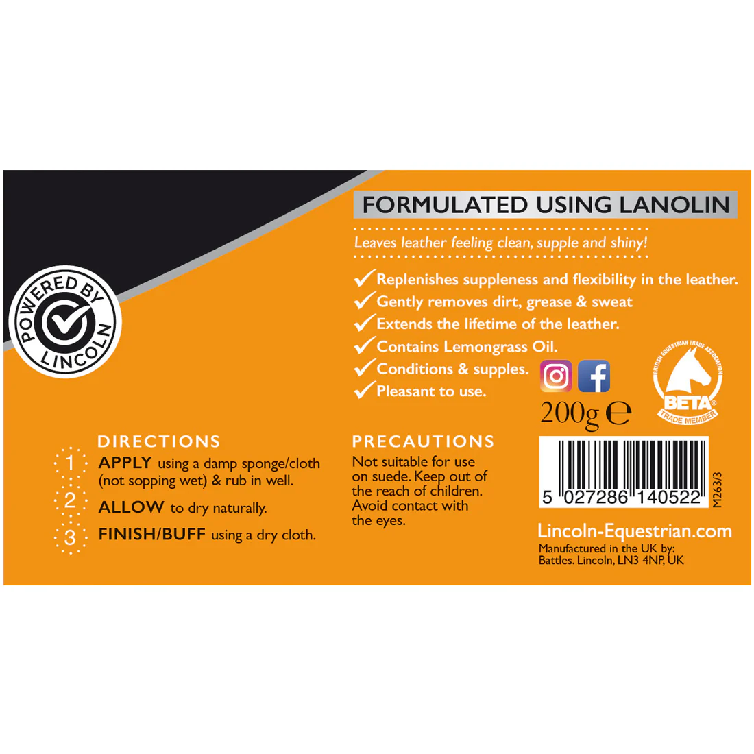 Lincoln Lanolised Leather Soap - Image 3